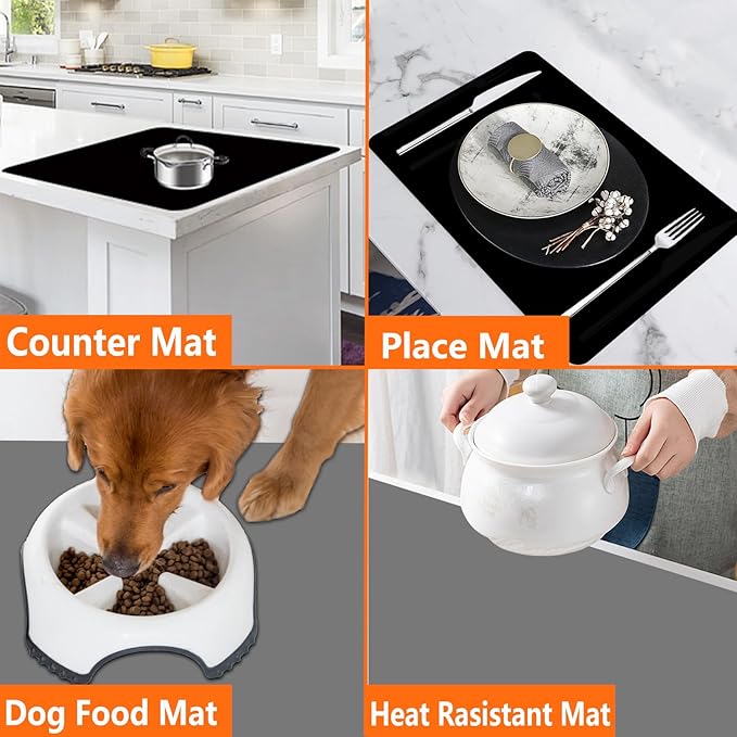 47.3''x23.6''(120cmx60cm) Extra Large Silicone Mat for Kitchen Counter, Heat Resistant Countertop Protector, Non-Slip Waterproof Kitchen Island Mat, Easy to Clean, Semitransparent