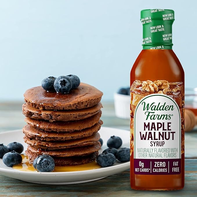 Walden Farms Maple Walnut Syrup – Perfect for Pancakes, Waffles, Desserts – Zero Calorie, Sugar-Free, Low Carb, Keto-Friendly, Gluten-Free, Vegan – 6-Pack, 12 oz Bottles
