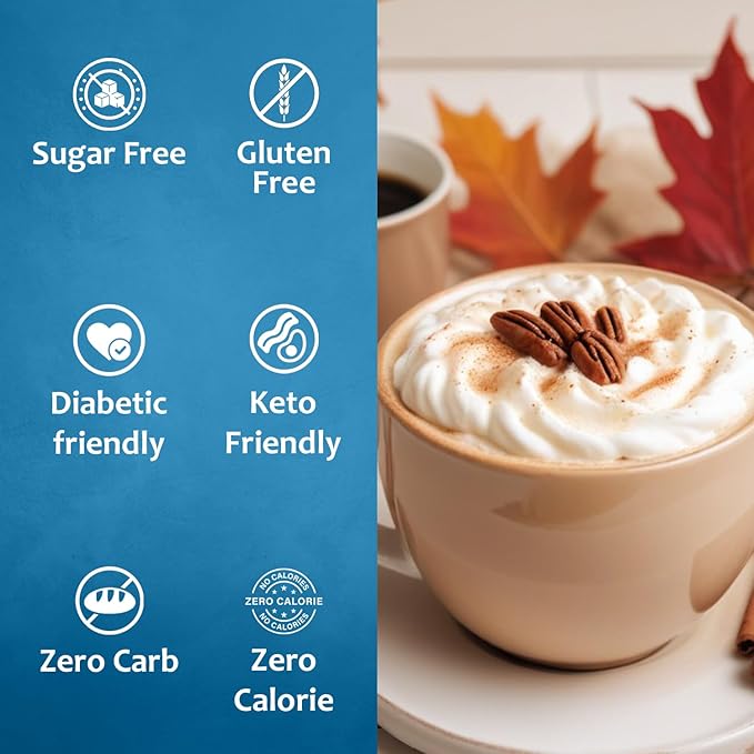 Syruvia Sugar Free Coffee Syrup, Butter Pecan Flavored Syrup for Drinks, Lattes, and Desserts – 25.4 fl oz