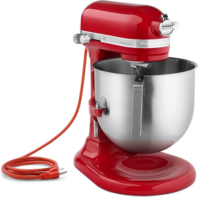 KitchenAid KSM8990ER 8-Quart Commercial Countertop Mixer, 10-Speed, Gear-Driven, Empire Red
