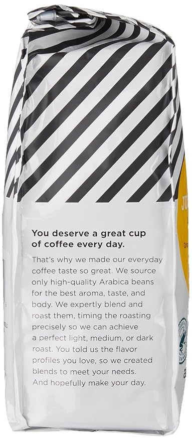 Amazon Fresh, Just Bright Whole Bean Coffee, Light Roast, 12 Oz