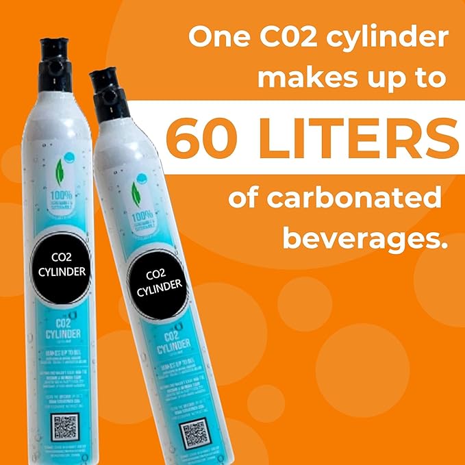 FIZZIT 60L Threaded CO2 3 Pack Canister Refill, Compatible with All Threaded 'Screw-In' Soda Makers Including Soda Machines(C02-3PK-A)