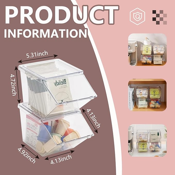 Roninkier 2 pack Coffee Pod Holder Tea Bag Organizer, Large Capacity Stackable Coffee Bar Accessories for Counter