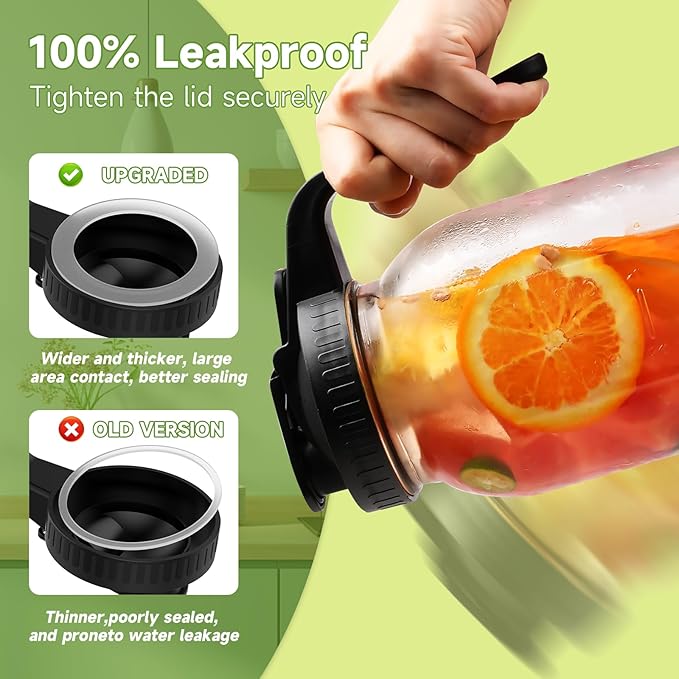 2-Pack 64oz Glass Mason Jar Pitchers with Leak-Proof Lids and Handles – Wide Mouth Design for Sun Tea, Cold Brew, Lemonade, Juice, Iced Tea, and Water