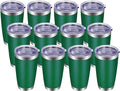 VEGOND 20oz Tumbler with Lid and Straw Stainless Steel Tumbler Cup Bulk Vacuum Insulated Double Wall Travel Coffee Mug Powder Coated Coffee Cup(Powder Green 12 Pack)