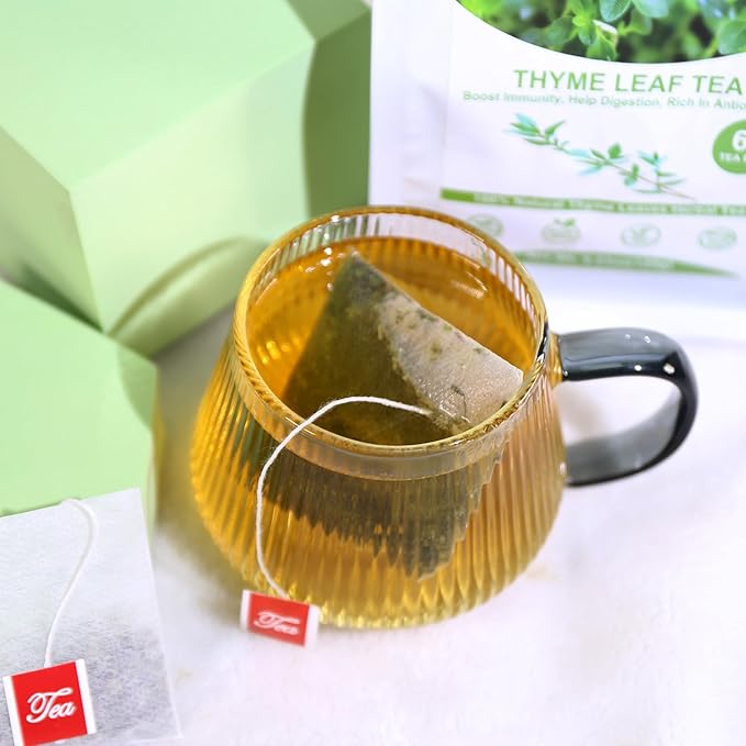 TEARELAE - Thyme Tea Bags - 60 Count - 100% Pure Natural Thyme Leaves - Help Digestion, Boost Immunity - Non-GMO - Caffeine-Free