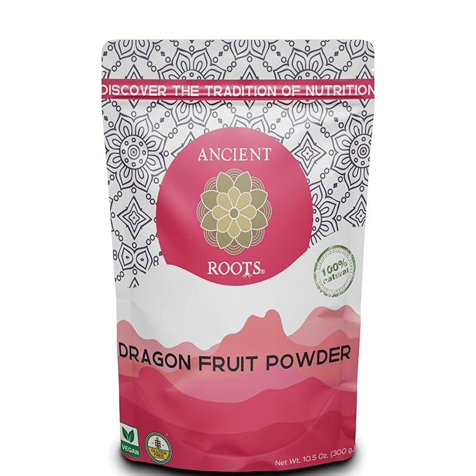 Ancient Roots Dragon Fruit Powder - All-Natural Food Coloring, Filled with Antioxidants, 75 Servings (10.5 ounces)