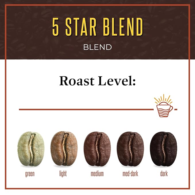 San Diego Coffee 5 Star Blend, Dark Roast, Whole Bean Coffee, 5-Pound Bag Café en grano tostado