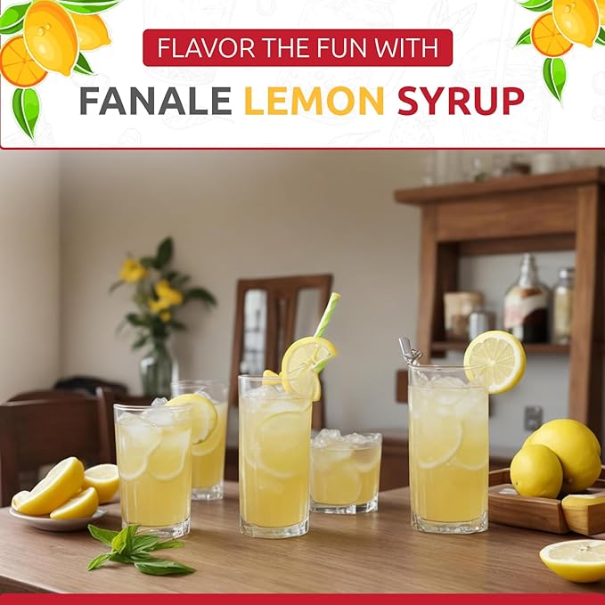 Fanale Premium Flavoring Concentrated Syrup for Bubble Tea 11 lb | Lemon Flavor Syrup | for Boba Tea, Smoothies, Slushes, Desserts | 11lb | PACK OF 4 | SRP120-CS