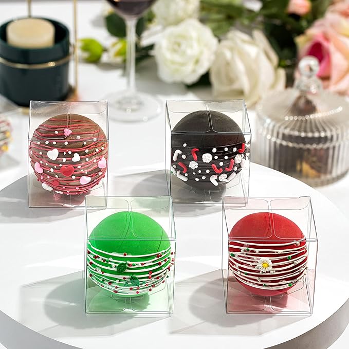 100Pack Clear Hot Chocolate Bomb Boxes Small Gift Boxes Cupcake Boxes Candies Box Birthday Wedding Party Favor Box 3" x3x3