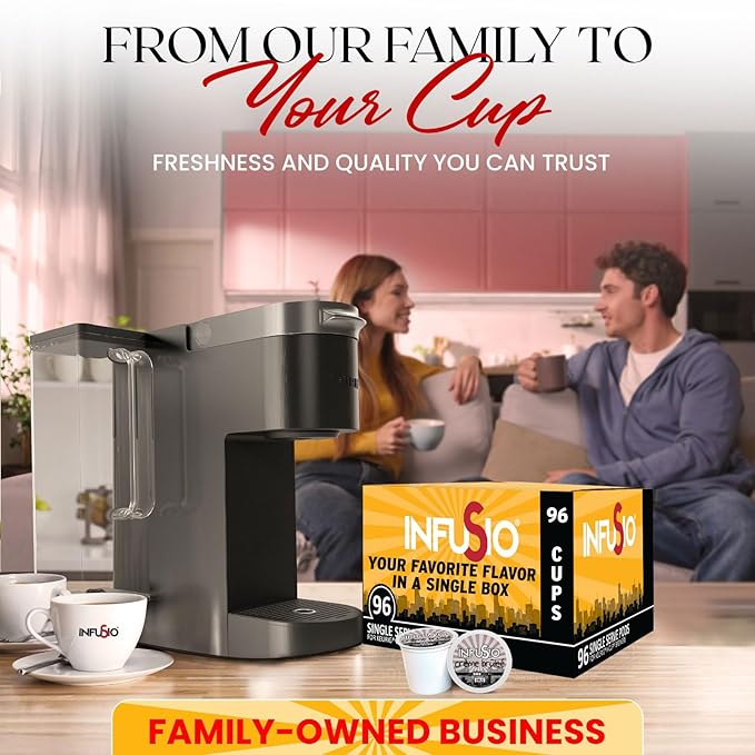 InfuSio Coffee Pods 96 Count Crème Brulee Medium Roast Single Serve Coffee Pods for Keurig K Cups Brewers - InfuSio Premium Roasted Keurig 2.0 Compatible