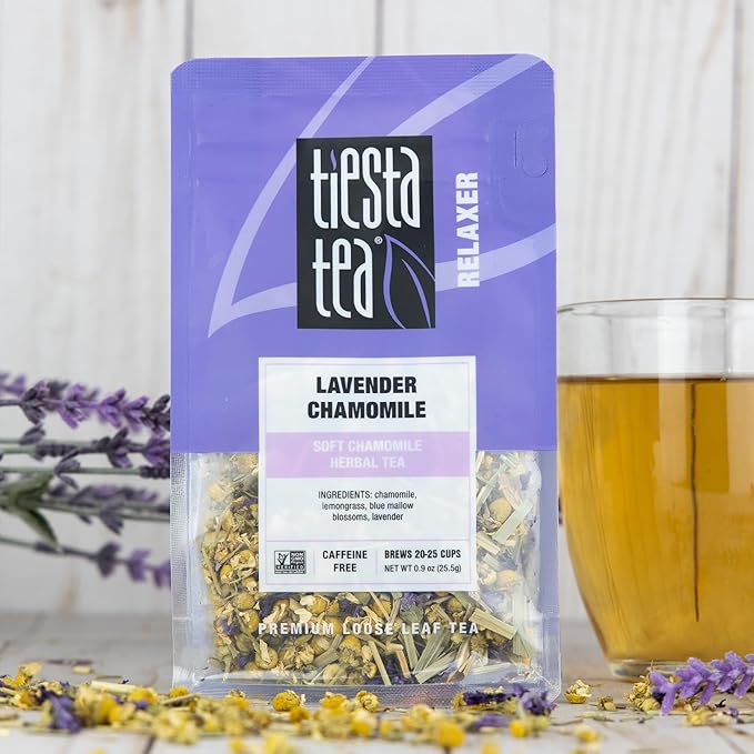 Tiesta Tea - Lavender Chamomile Herbal Tea, Loose Leaf, Calming Blend with Chamomile, Lavender, and Lemongrass, Caffeine-Free Herbal, Great for Hot or Iced, Resealable Pouch, 25 Cups, 0.9 Ounce