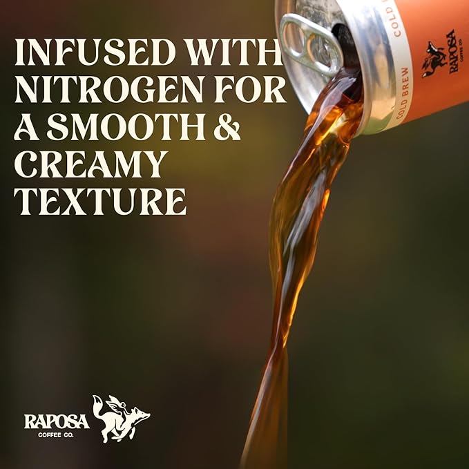 Raposa Nitro Cold Brew Ready to Drink Coffee 250ml - 8.45oz - Sweetened - Dairy Free - Vegan Cold Brew Ready to Drink, Non GMO, No Artificial Anything - 225mg Caffeine (Extra Kick (12 Pack))