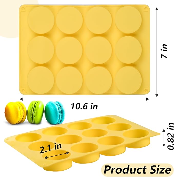 2 Pcs Round Chocolate Cookie Molds, 12-Cavity Cylinder Chocolate Cover Cookie Silicone Molds for Candy Mini Cakes Jelly Baking