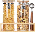 KKC Airtight Tall Glass Coffee Sugar Jar Canisters with Hinged Lids and Scoops for Kitchen Countertop,Sealed Glass Containers for Ground Coffee, Beans,Brown Sugar,Loose Tea,Cereal,Oatmeal,Flour
