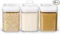 Felli Flip Tite Food Storage Containers With Lid 5" LARGE Airtight Ring Lock Flip Top, Square Acrylic Canister Jar for Rice Sugar Flour Protein Powder, Kitchen Pantry Organizer, Gift Set (1.8qt)