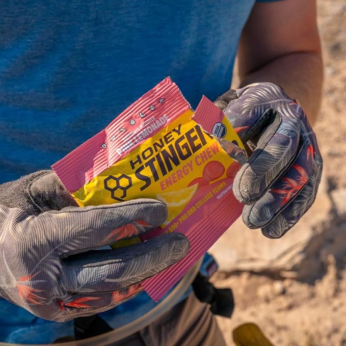 Honey Stinger Organic Pink Lemonade Energy Chew, Gluten Free & Caffeine Free, for Exercise, Running and Performance, Sports Nutrition for Home & Gym, Pre and Mid Workout, 12 Pack, 21.6 Ounce