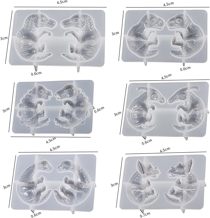 Dragon Earring & Pendant Mold Set - 7 Piece Dinosaur & Egg Designs for Resin Earring Decoration