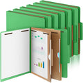 12 Pcs Classification Folders Letter Size, Back to School Supply for Teacher, Student, 2 Pocket Dividers Pressboard File Folder Bulk with 2 Fasteners, 2 in Expanding File Organizer (Green)