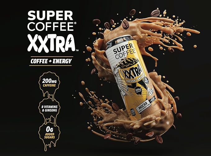 Super Coffee XXTRA, Keto Protein Coffee (0g Added Sugar, 7g Protein, 130 Calories) [Mocha] 15 Fl Oz, 12 Pack | Iced Smart Coffee Drinks - SoyFree GlutenFree