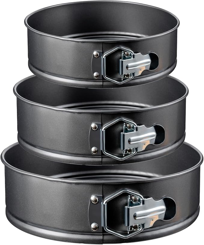 Springform Cake Pan Set – 3 Piece Nonstick 7, 8, 9 Inch Round Cheesecake Pans for Baking, Leakproof Cake Molds for Mousse, Birthday Layer Cakes, Quiche, Pizza & More
