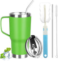 20 oz Tumbler with Handle, Stainless Steel Insulated Tumbler with Lid and Straw, Double Wall Vacuum Coffee Mug Tumbler, Insulated Coffee Thermal Cup for Cold and Hot (Bright Green, 20, ounces)