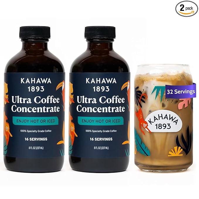 Kahawa 1893 Ultra Coffee Concentrate (32 Servings) - Instant Hot, Cold or Iced Coffee, As Seen on Shark Tank, High Antioxidants, Naturally Sweet, Organically Grown, Cultivated & Ethically Sourced
