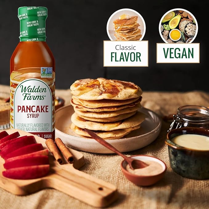 Walden Farms Pancake Syrup – Perfect for Pancakes, Waffles, Desserts – Zero Calorie, Sugar-Free, Low Carb, Keto-Friendly, Gluten-Free, Vegan – 2-Pack, 12 oz Bottles