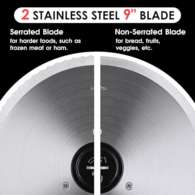Meat Slicer 200W Techwood Electric Food Slicer 9-inch Double Blade Silver