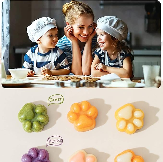Puppy Dog Paw Bone Silicone Chocolate Moulds，Silicone Dog Treat Mold - 5 Pack