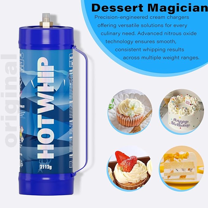 Whipped Cream Chargers 3.3L Tank,2112gx2 Original Flavor Premium Whip Cream Cylinder Food Grade 99.99% Purity Leak Proof Dispenser,2 Count