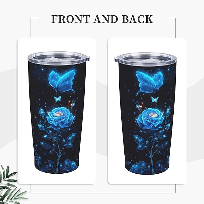 Rose Tumbler with Lid and Straw 20oz Coffee Tumblers Leakproof Stainless Steel Travel Mug Vacuum Insulated Cup for Iced and Hot