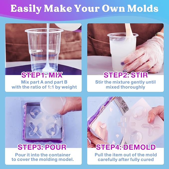 LET'S RESIN Silicone Mold Making Kit-Translucent Silicone Rubber Non-Toxic Liquid Mold Making Silicone-20.46oz Super Elastic Molding Silicone-Ideal for 3D Molds,Resin Molds,Silicone Molds-4H Fast Cure