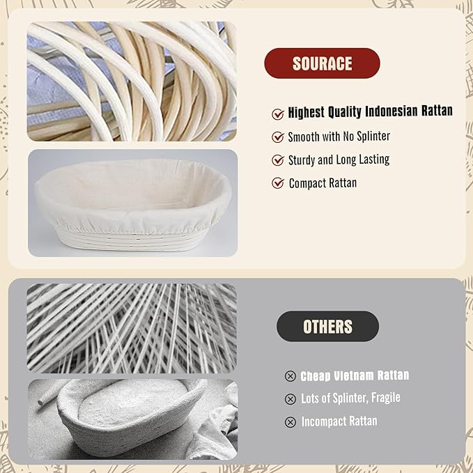Complete Sourdough Starter Kit,10 Inch Round & 9 Inch Oval Banneton Sourdough Bread Baking Supplies With Sourdough Starter Jar, Sour dough Starter Kits for Women, Men, and Bread Bakers