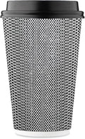 [85 SET]Harvest Pack 16 oz Coffee Cups, Disposable Insulated Coffee Cups, Ripple Double-Walled Paper Cups with Lids, Black and White Geometric, Drinking Cups for Tea Hot Chocolate Drinks To go