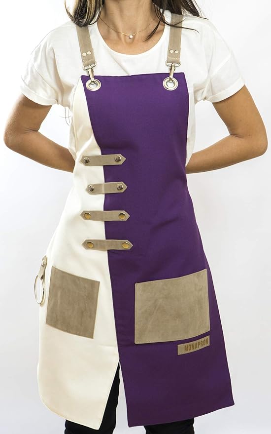 Apron for Women and Men Waterproof Canvas Extra Pocket for Chef Barista Gardening BBQ Grilling Crossback Unisex