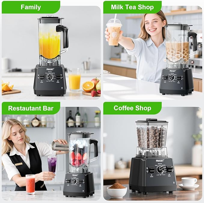 Blenders for Kitchen, Smoothie Blender, 2400W PRASKY Countertop Blender with 101oz Juice & Grinder Jar, BPA-Free, 25000 RPM Blender for Smoothies, Ice, Frozen Fruit (Gray, 3L)