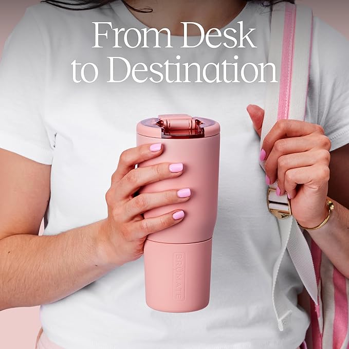 BrüMate Nav 25oz 100% Leak Proof Insulated Travel Tumbler with Magnetic BevLock™ Lid - Double Wall Cup-Holder Friendly Stainless Steel Mug (Neon Pink)