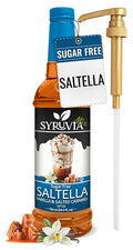 Syruvia Sugar Free Coffee Syrup, SALTELLA Syrup, Vanilla Salted Caramel Flavored Syrup for Drinks, Lattes, and Desserts – 25.4 fl oz, With Pump