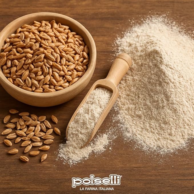 Polselli 100% Stone Ground Spelt (Farro) Flour – 5kg / 11 lb – Ancient Whole Grain, High Protein, All-Purpose for Bread, Pizza, Pasta & Pastries – Imported from Italy