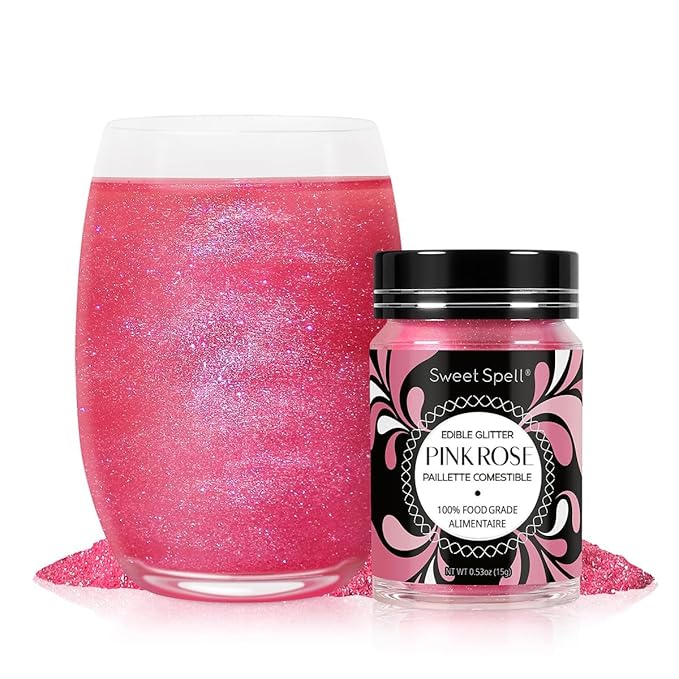 Sweet Spell Pink Edible Glitter (15g) - Shimmer Sparkles for Drinks, Cakes, Cocktails - 100% Edible & Food Grade Glitter, Vegan, Gluten-Free (Pink)