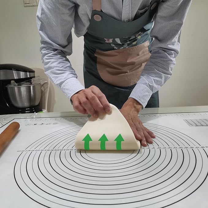 Yansumi Silicone Pastry Mat Extra Large Non-Slip Mat for Rolling Dough Pie Crust and Baking Non-Stick with Measurements (XXL,32"L x 24"W, Black)