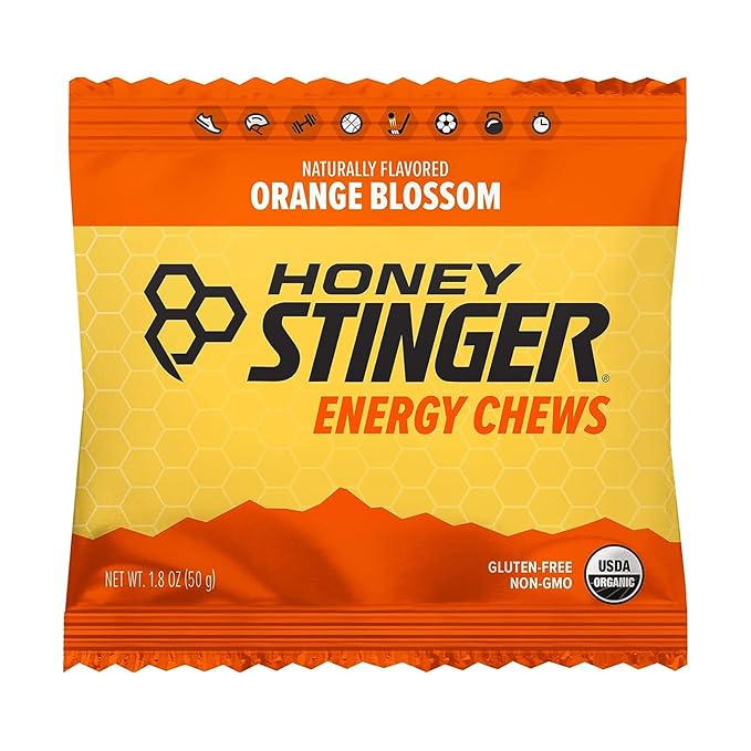 Honey Stinger Organic Orange Blossom Energy Chew, Gluten Free & Caffeine Free, for Exercise, Running and Performance, Sports Nutrition for Home & Gym, Pre and Mid Workout, 12 Pack, 21.6 Ounce