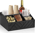 Coffee Pod Holder and Bar Accessories, Wood Station Organizer for Decor, Syrup and Condiment Organizer, Black