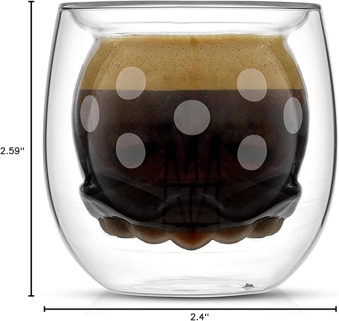 JoyJolt Mickey Pants and Minnie Skirt 3D 2oz Espresso Cups. Double Walled Espresso Glasses (2pc) Small Double Wall Glass Coffee Cups. Demitasse Cups, Espresso Measuring Cup or Liqueur Shot Glasses