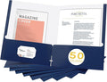 Zzrywuty File Folders with Pockets Letter Size, 50-Pack Paper Folders with Card Slot, Two Pocket Folders for School Students, Businessmen, Home and Office Workers（Old Blue）
