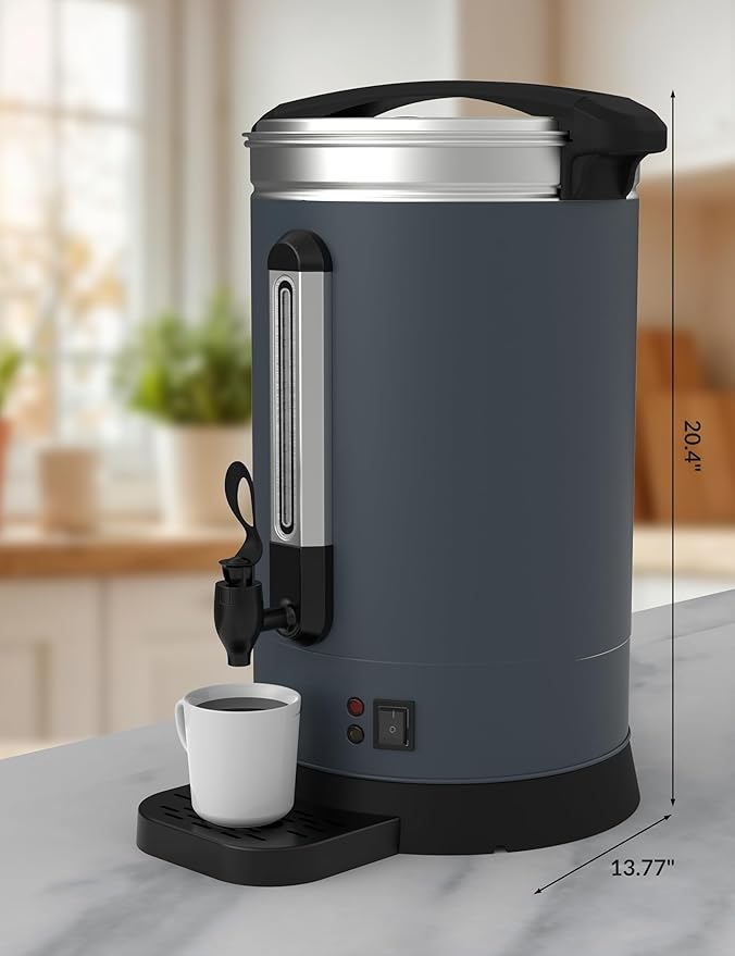 80 Cups Coffee Urn,12L Gallon Double Wall Commerical Coffee Maker for Buffet Catering Wedding Gathering,Large Capacity Hot Coffee Dispenser,Stainless Steel Hot Water Urn