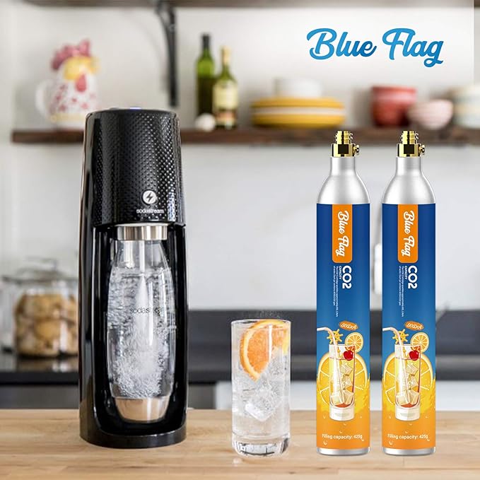 Blue Flag 60L Co2 Carbonator Compatible with Sodastream Appliances (Excluding Art, Terra Seltzer Maker), 14.5oz, Set of 1