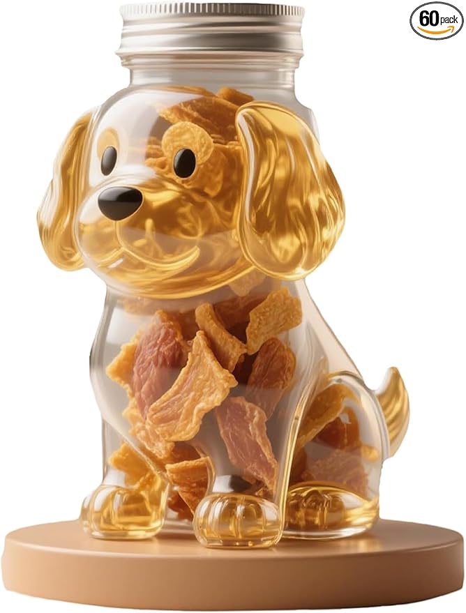 French Bulldog Snack Jar – 2025 New Cute Airtight Storage Container, Multi-purpose Jar for Dog Snacks, Cookies, Candy, Coffee Pods, Kitchen Organization, Pet Lovers Gift(Golden retriever)