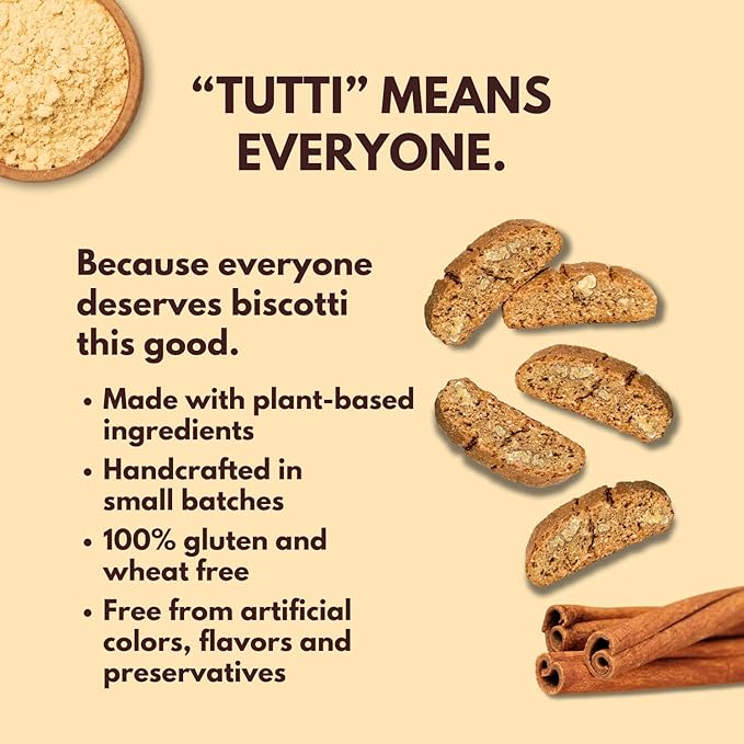 Tutti Gourmet Gluten Free Gingerbread Biscotti, 9.9 oz (283g) Resealable Cookie Bag - Vegan and Halal Snacks